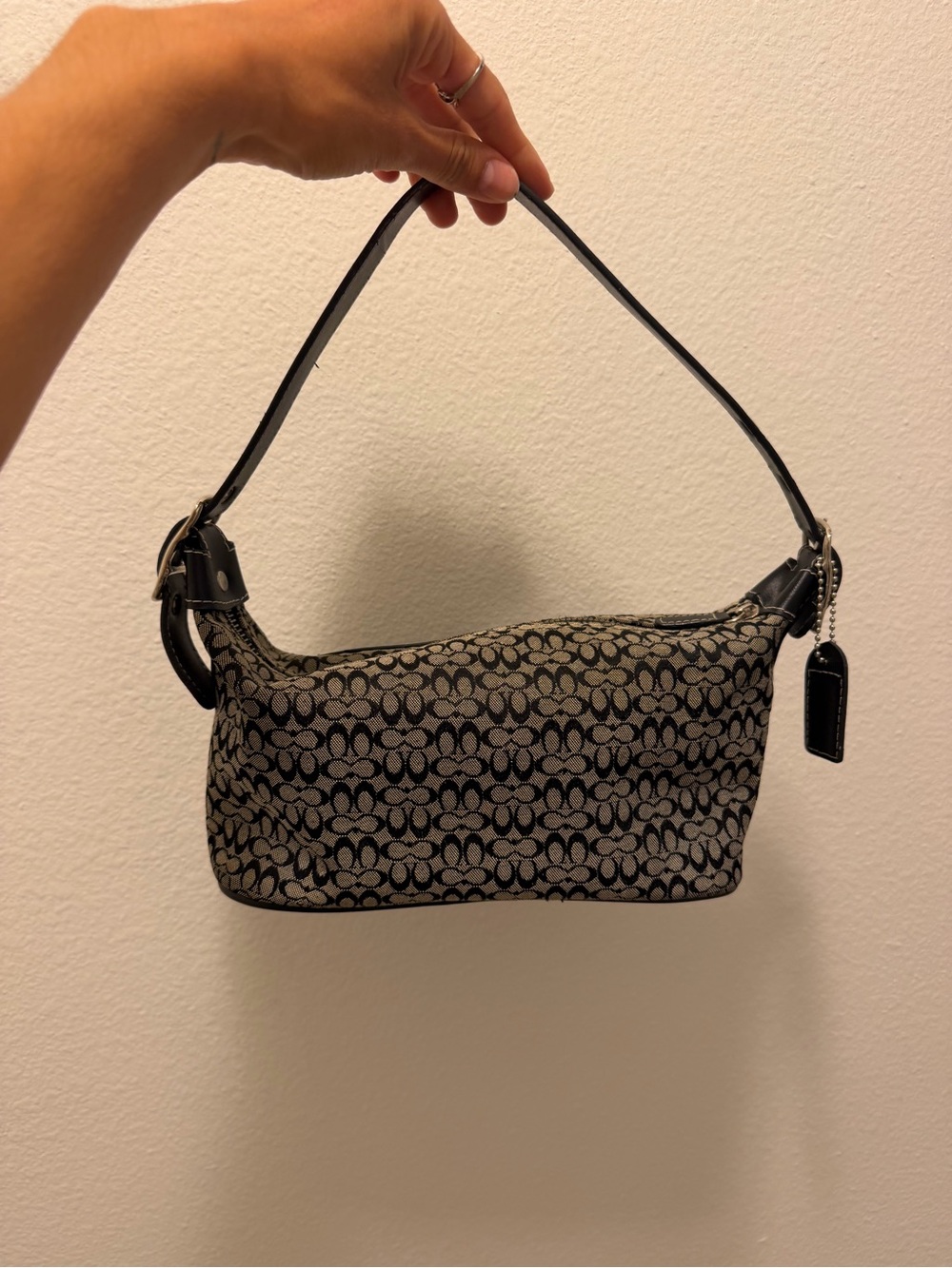 Coach Black Signature Jacquard Shoulder Bag Y2k
